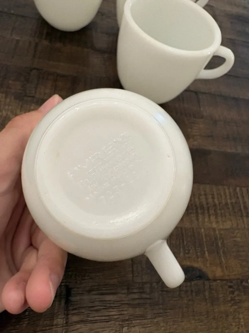 Vintage PYREX Corning White Milk Glass Coffee Mug Tea Cup C Handle Set Of 4